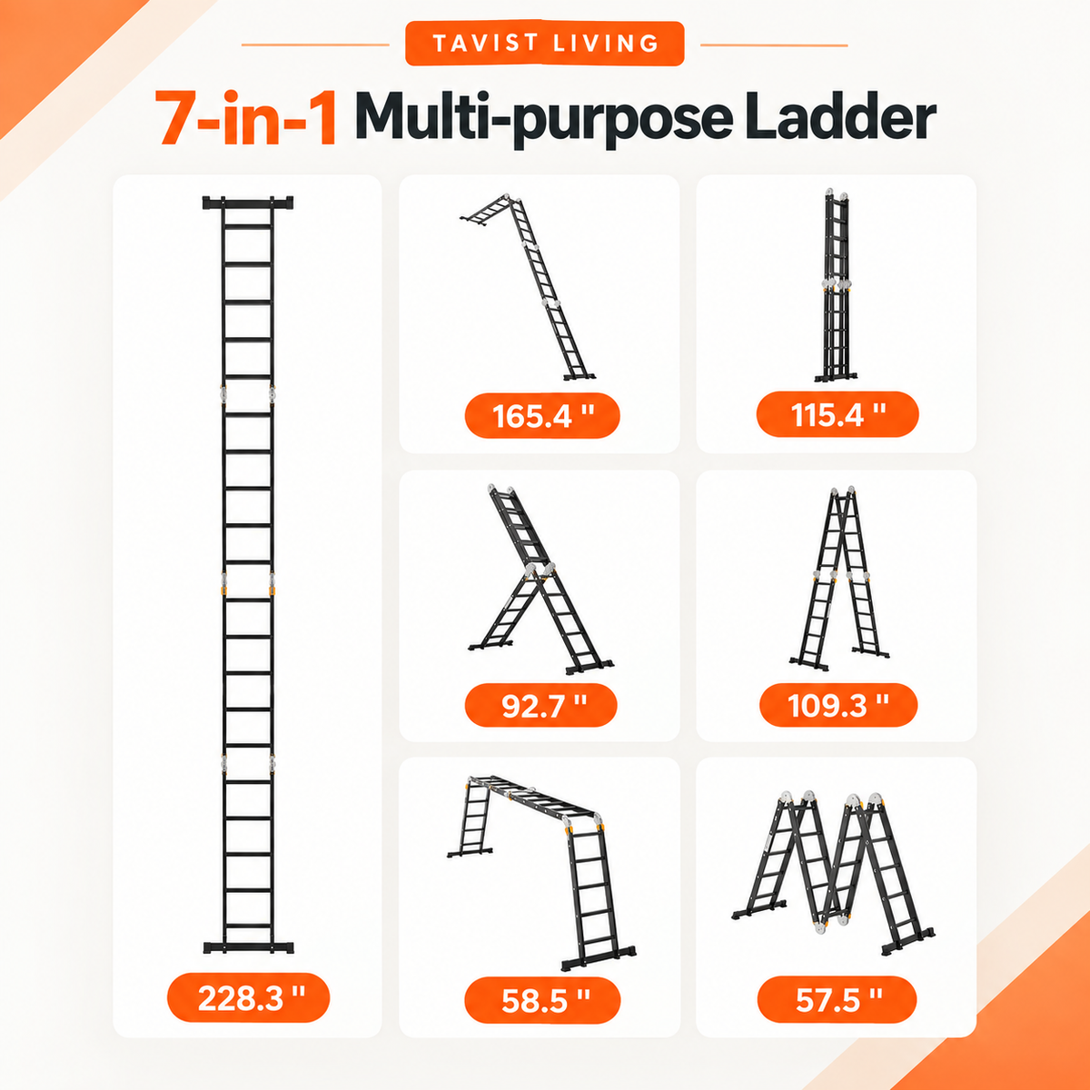 7-in-1 multi-purpose ladder configurations