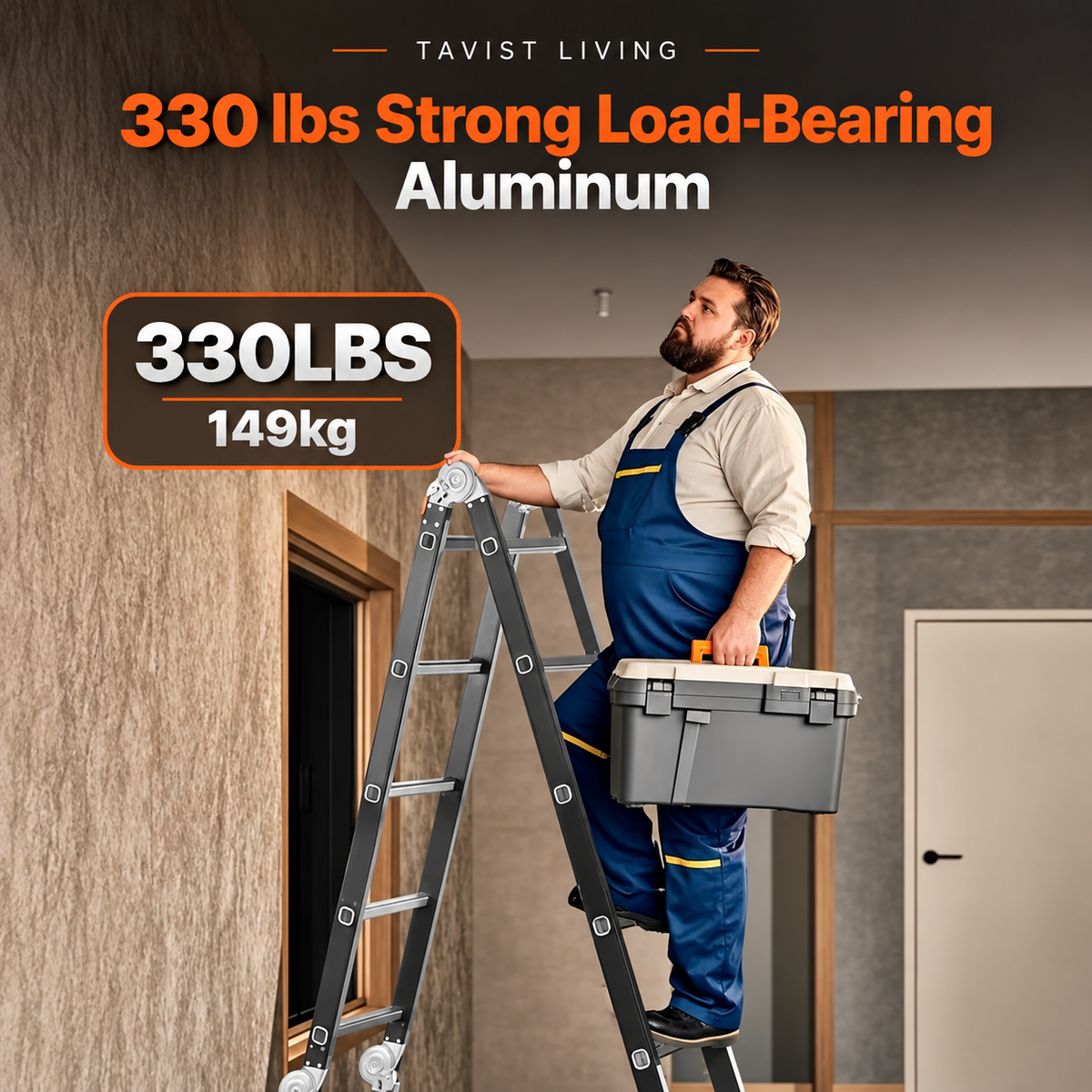 330 lbs load capacity aluminum ladder