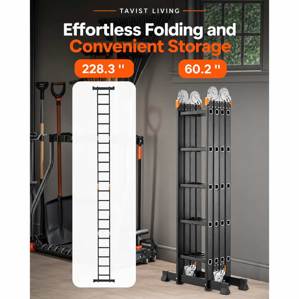 Tavist Living 7-in-1 Multi-Purpose Aluminum Ladder