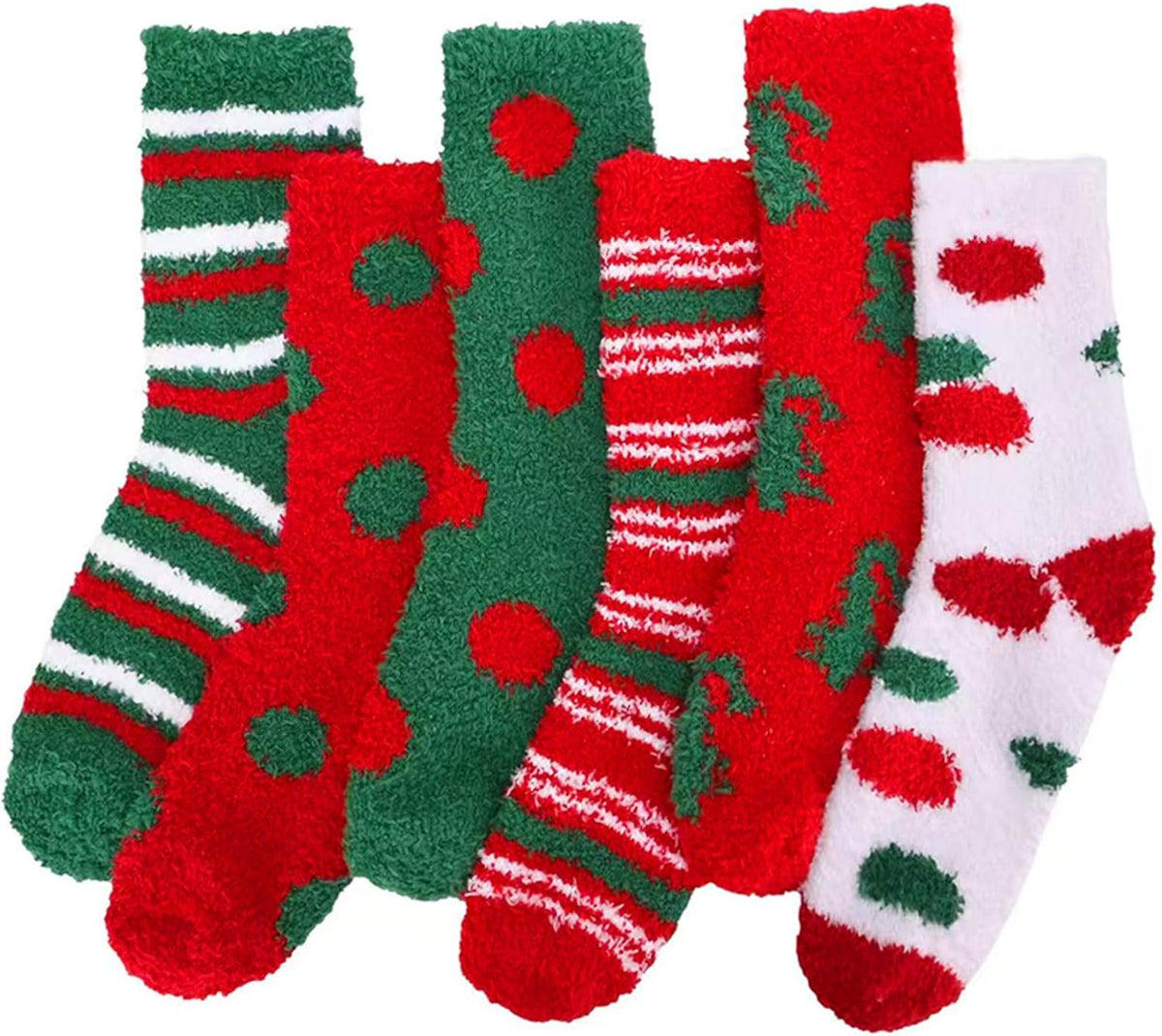 6 Pairs Christmas Fuzzy Socks Cozy Fluffy Winter Warm Slipper Socks for Womens Gifts Valentine's Day Gifts