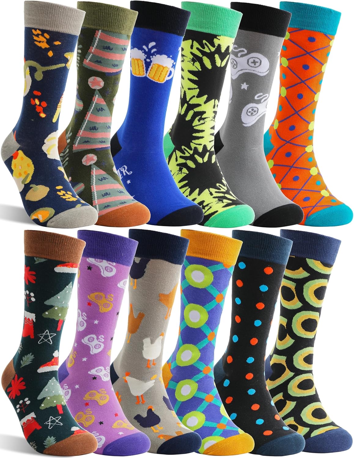 MOGGEI Funny Socks for Men Women Fun Cozy Crazy Novelty Fashion Breathable Printed Cotton Boot Socks